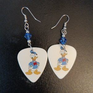 2 PAIRS OF DONALD DUCK GUITAR PICK EARRINGS